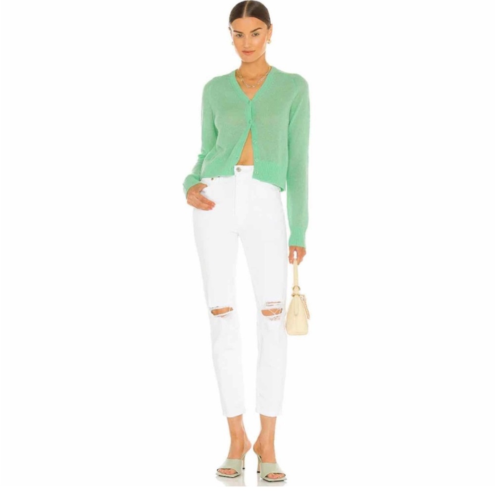 NWT Redone 90s High Rise Ankle Crop Jeans in White Destroy